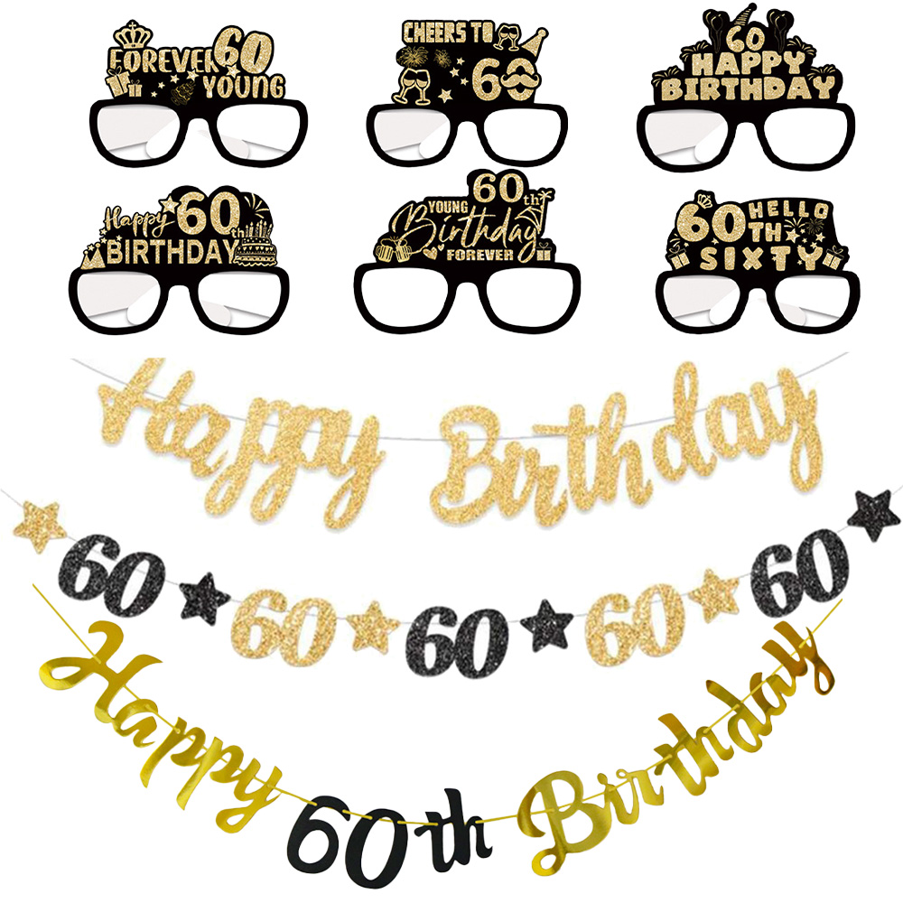 Party Banner Gold - 블랙 & 골드 60번째 생일 파티
