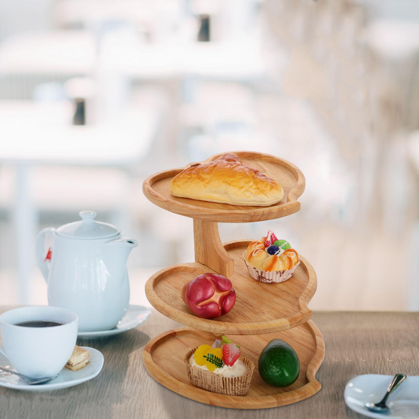 Cupcake Stand Tier - 3단 하트 모양 나무 케이크 스탠드,