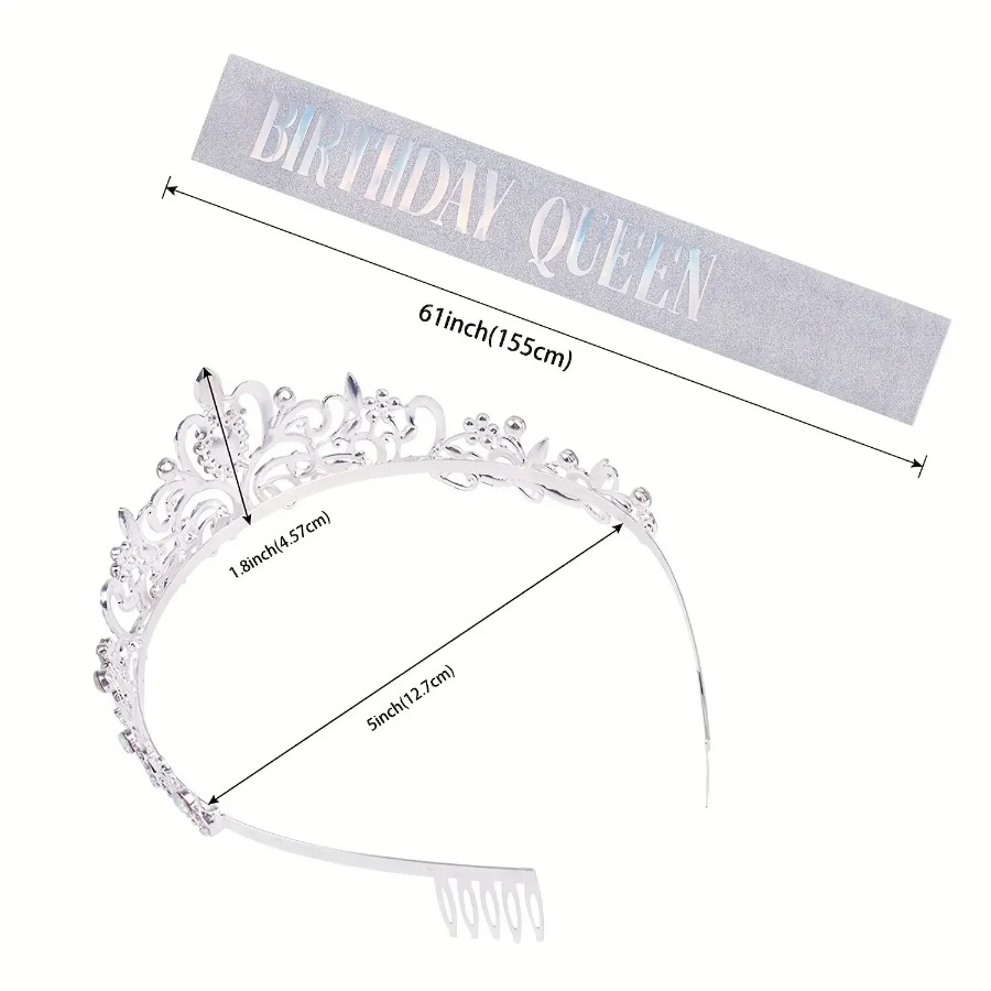 2개/세트 블링 라인스톤 크리스탈 크라운 티아라 생일  - Birthday Sash Glitter 리뷰 및 가격
