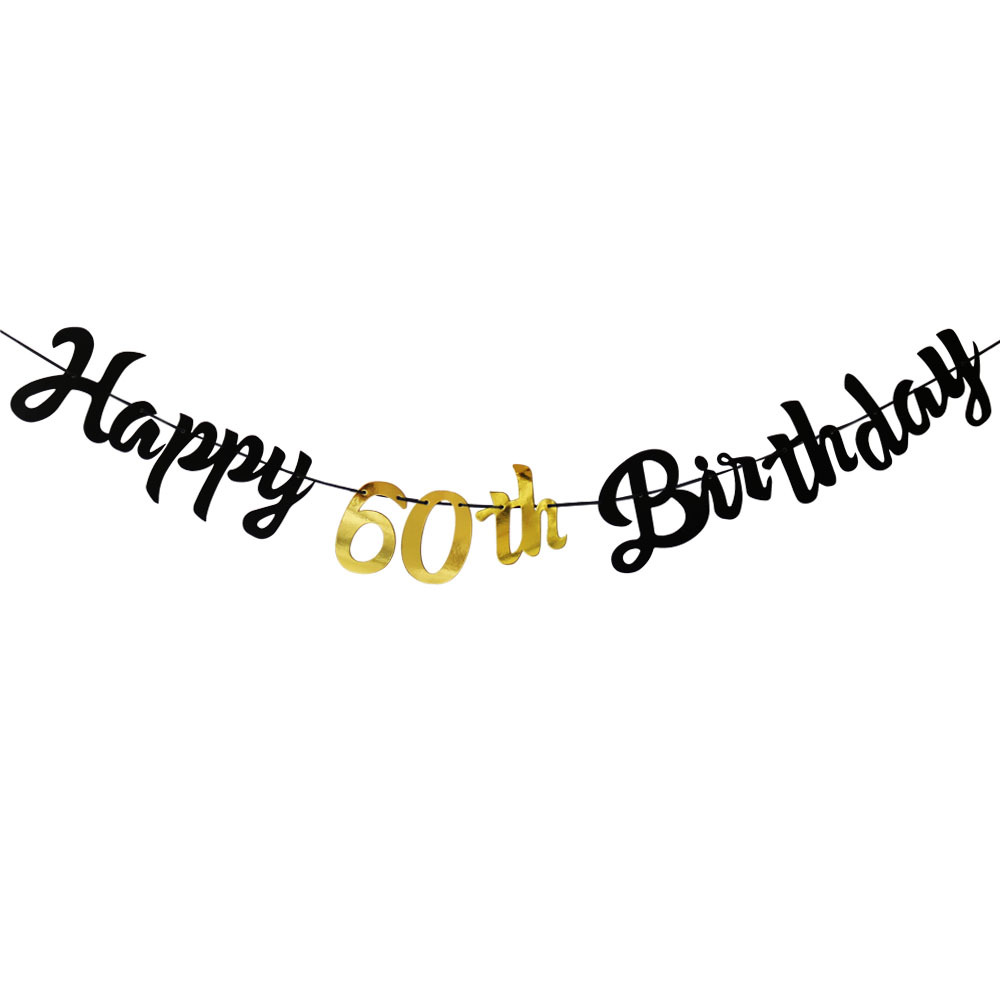 블랙 & 골드 60번째 생일 파티 장식 60번째 생일  - Party Banner Gold 리뷰 및 가격