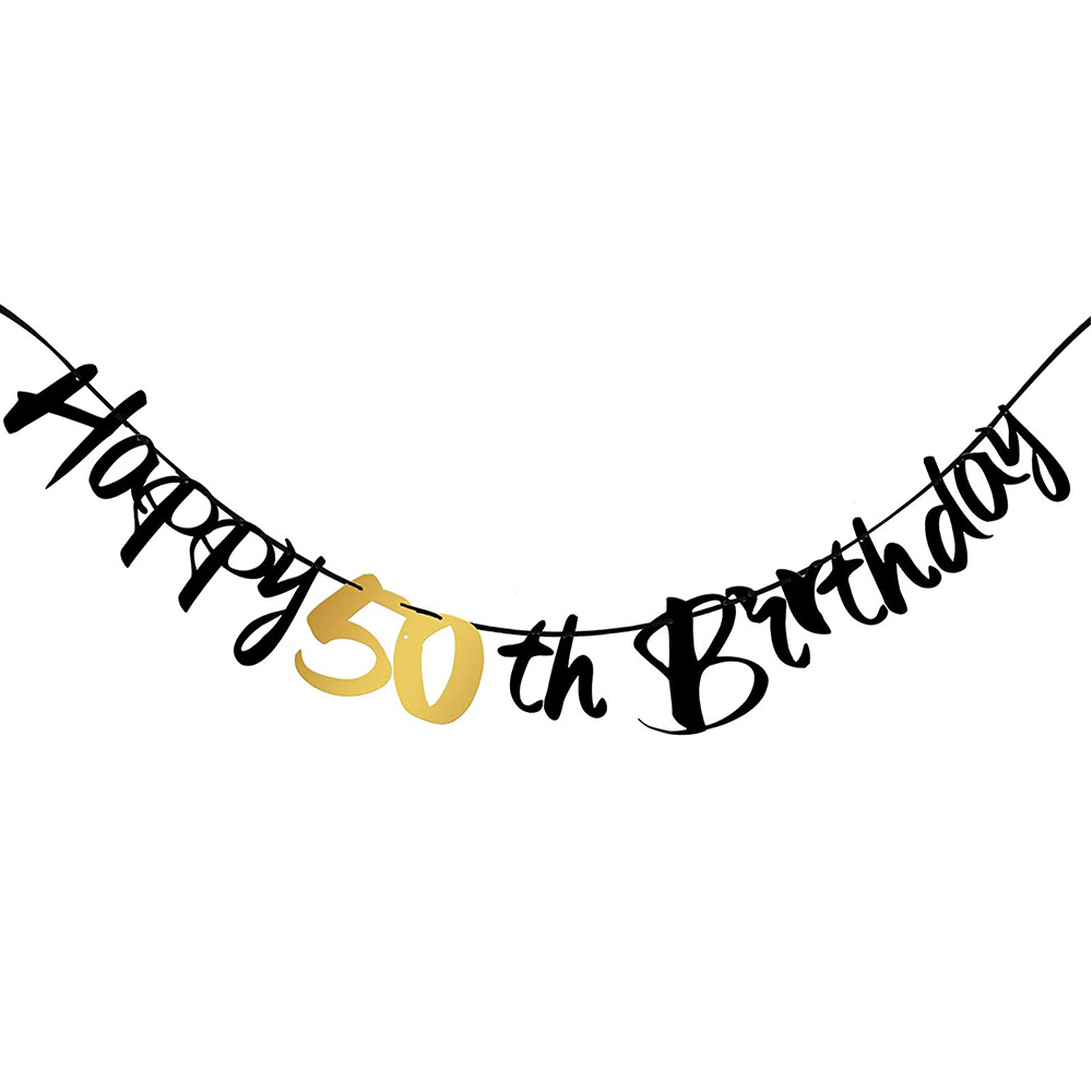 50번째 생일 장식 블랙 골드 파티 문걸이 배너 부직포 - Party Banner Gold 리뷰 및 가격