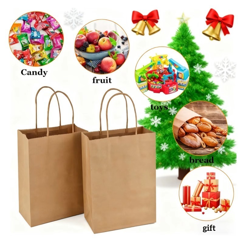 5/10PCS 갈색 크래프트 종이 가방 손잡이가 있는  - Event Party Shop 리뷰 및 가격