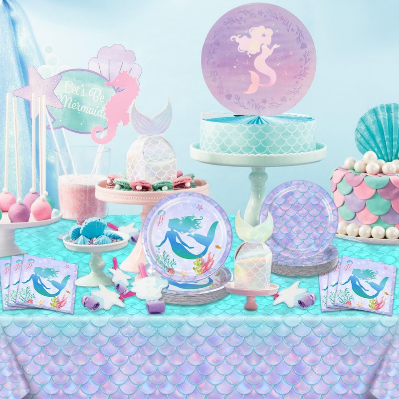 인어 식탁보 - 파티 소녀를 위한 인어 생일 장식 베이 - Table Cloth Disposable 리뷰 및 가격