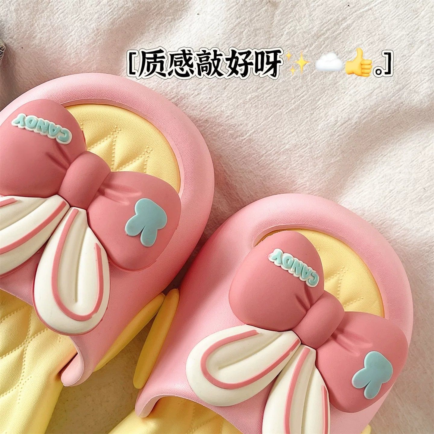 귀여운 리본 토끼 귀 플랫폼 슬리퍼 여성용 EVA 소프 - Cotton Candy Cone 리뷰 및 가격