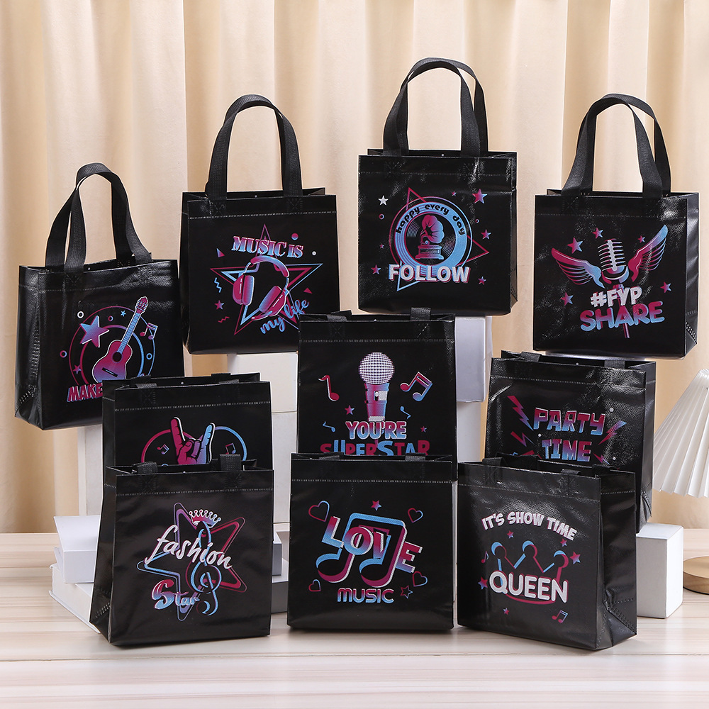 10개 블랙 레츠 록 뮤직 테마 부직포 선물 포장 가방 - Event Party Shop 리뷰 및 가격