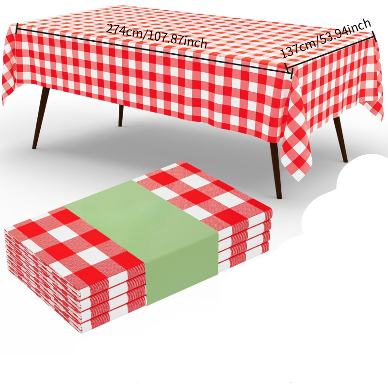 직사각형 빨간색 흰색 체크무늬 테이블보, 방수 일회용/ - Table Cloth Disposable 리뷰 및 가격