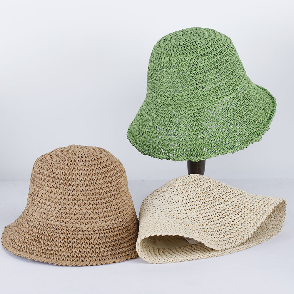 여성용 밀짚 태양 모자, 짠 버킷 모자, 낚시 모자,  - Paper Straw Color 리뷰 및 가격