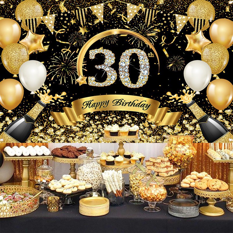 해피 30 번째 40 번째 50 번째 생일 배너 블랙  - Party Banner Gold 리뷰 및 가격