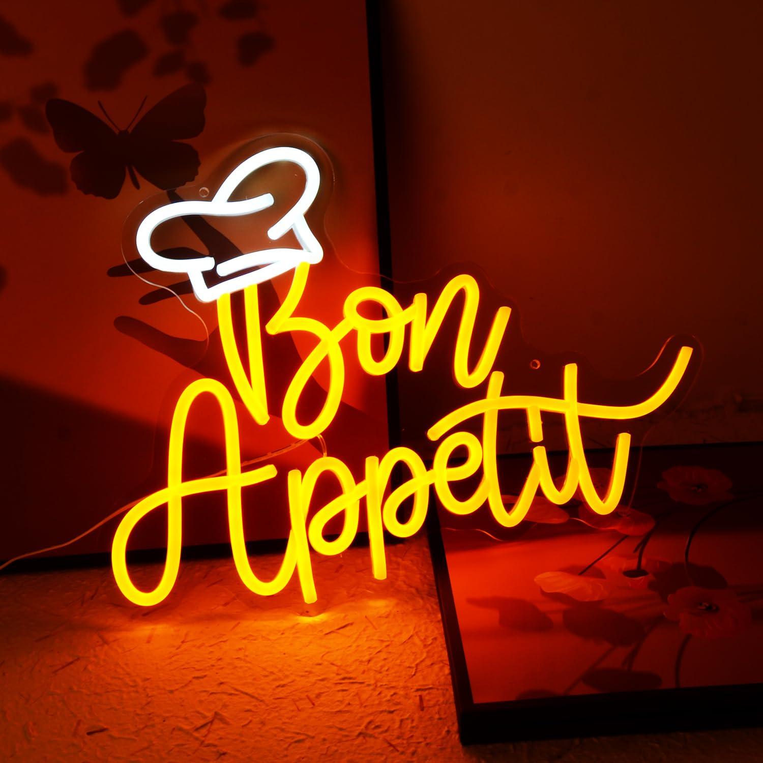 Bon Appetit 셰프 모자 네온 사인 디밍 가능  - Neon Sign Party 리뷰 및 가격