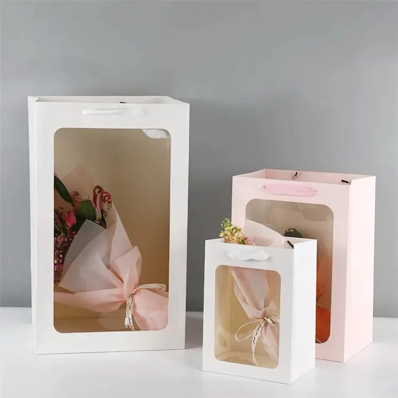 크래프트 종이 꽃 토트 백 투명 창 선물 포장 상자와  - Event Party Box 리뷰 및 가격