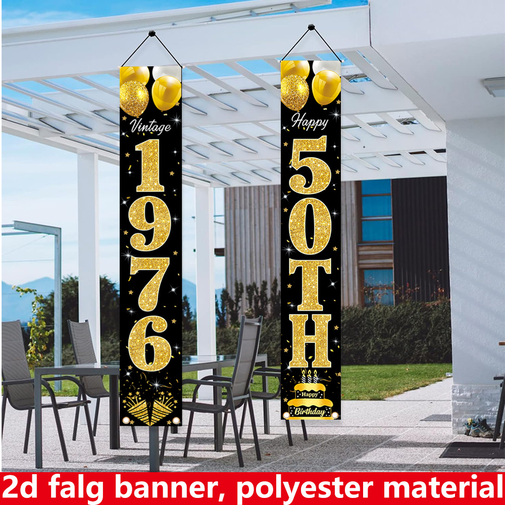 2D 플랫 배너, 2피스 생일 배너, 폴리에스터 소재, - Party Banner Gold 리뷰 및 가격