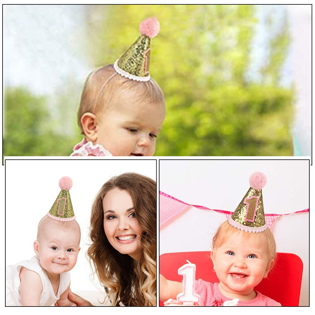 1세 생일 모자 핑크 콘 스타일 부드러운 천 어린이 파 - Party Hat Cone 리뷰 및 가격